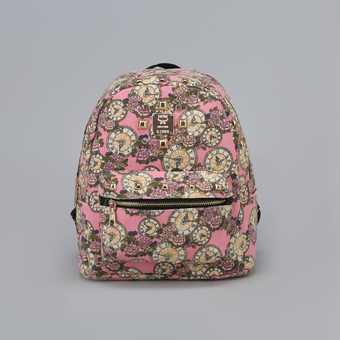 Рюкзак детский "Часы", отдел на молнии, наружный карман, цвет розовый