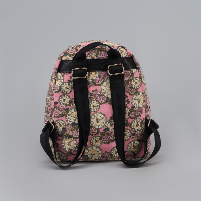 Рюкзак детский "Часы", отдел на молнии, наружный карман, цвет розовый