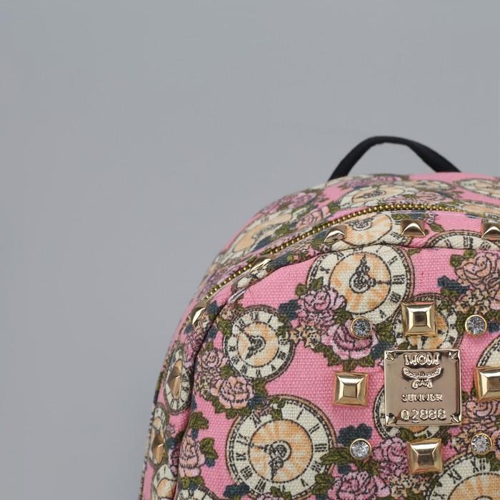 Рюкзак детский "Часы", отдел на молнии, наружный карман, цвет розовый