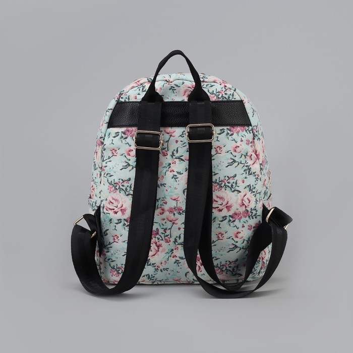 Рюкзак детский "Цветы", отдел на молнии, наружный карман, цвет бирюзовый