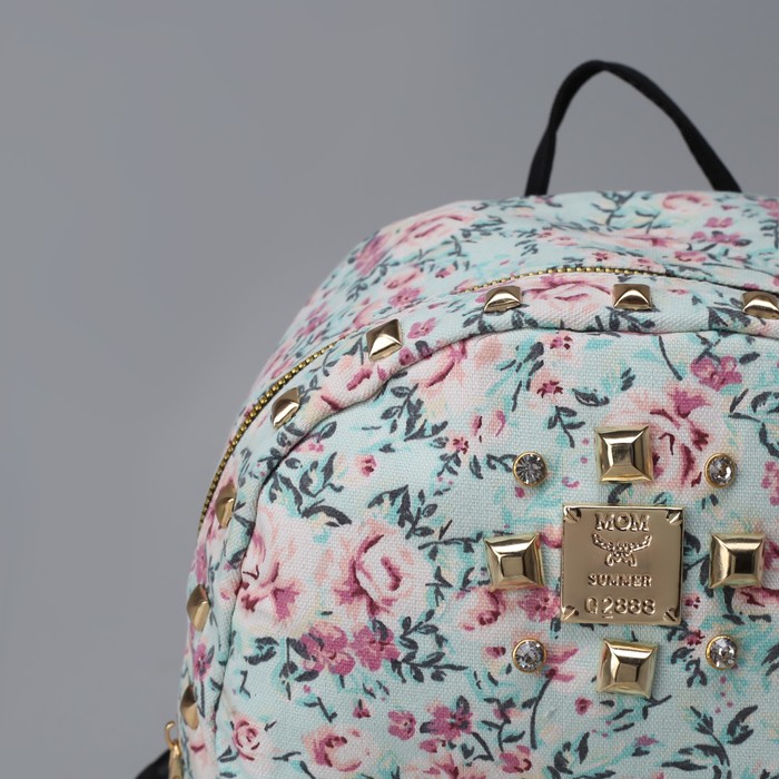 Рюкзак детский "Цветы", отдел на молнии, наружный карман, цвет бирюзовый