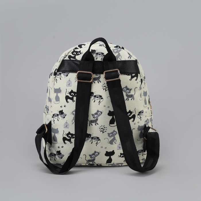 Рюкзак детский "Котик", отдел на молнии, наружный карман, цвет молочный