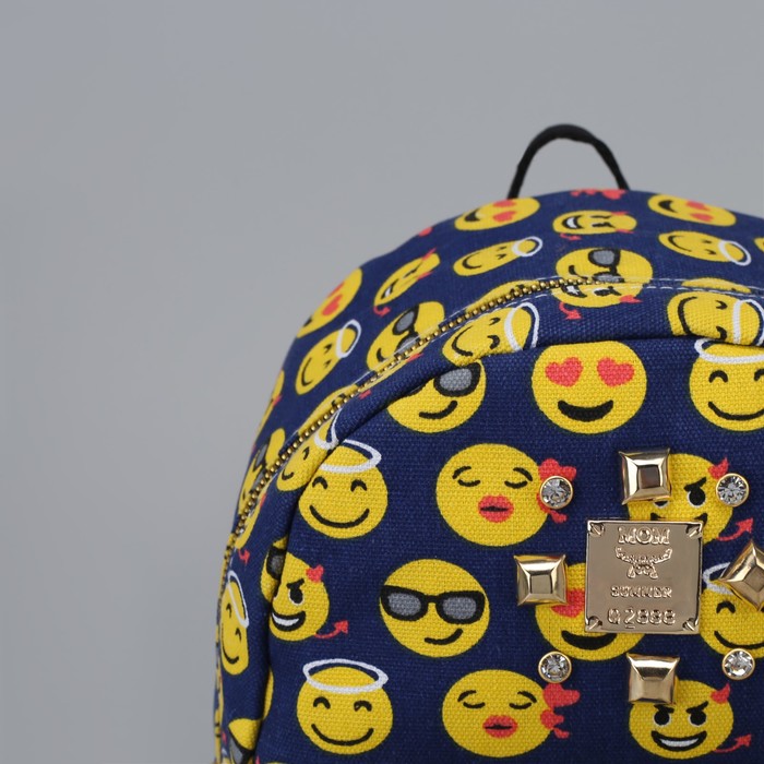 Рюкзак детский "Смайлы", отдел на молнии, наружный карман, цвет синий