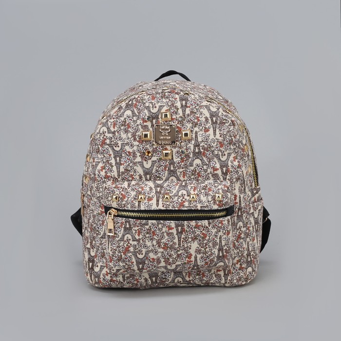 Рюкзак детский "Цветы", отдел на молнии, наружный карман, цвет молочный