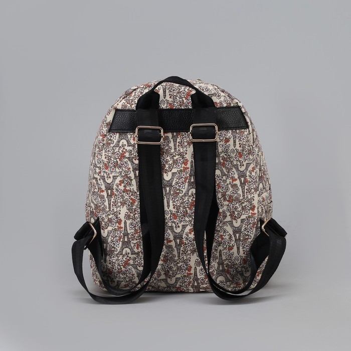 Рюкзак детский "Цветы", отдел на молнии, наружный карман, цвет молочный