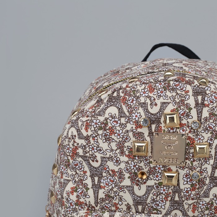 Рюкзак детский "Цветы", отдел на молнии, наружный карман, цвет молочный