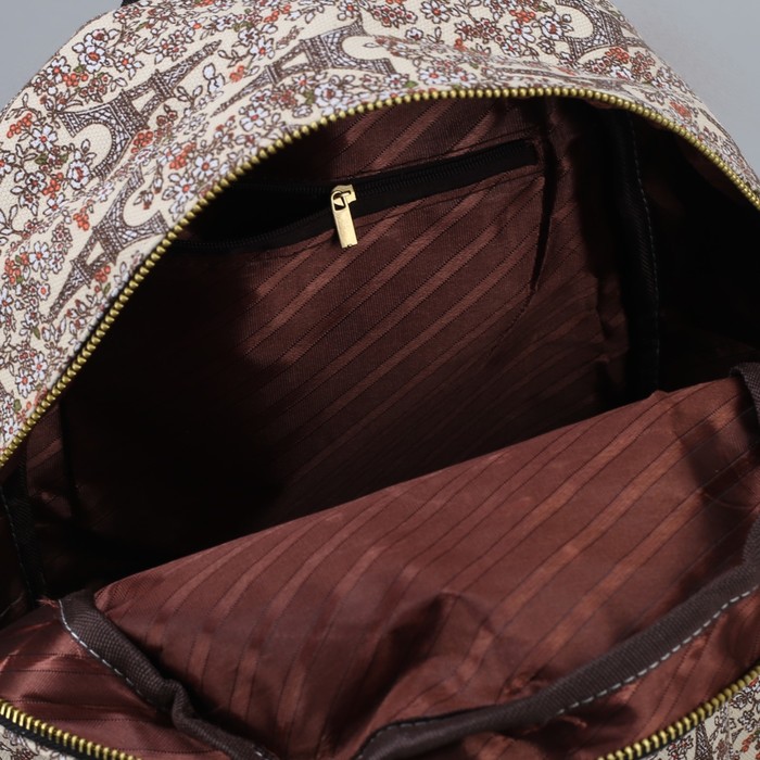 Рюкзак детский "Цветы", отдел на молнии, наружный карман, цвет молочный