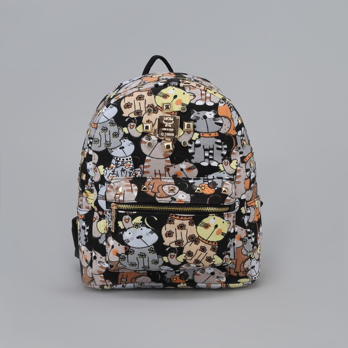 Рюкзак детский "Коты", отдел на молнии, наружный карман, цвет чёрный