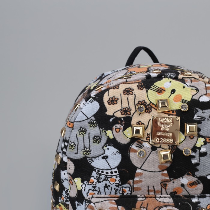 Рюкзак детский "Коты", отдел на молнии, наружный карман, цвет чёрный