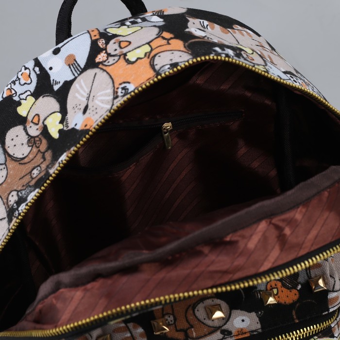 Рюкзак детский "Коты", отдел на молнии, наружный карман, цвет чёрный