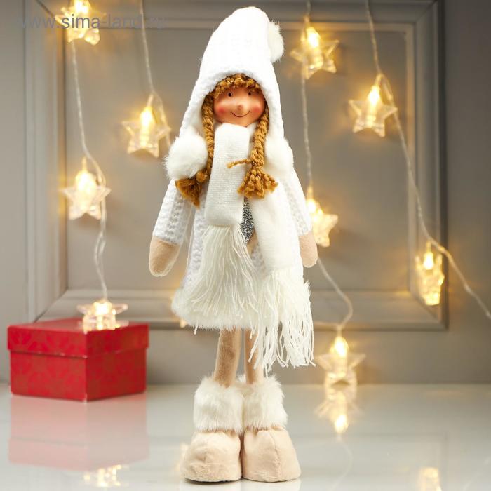 Кукла интерьерная Девочка в белом платье с сердечком 43 см