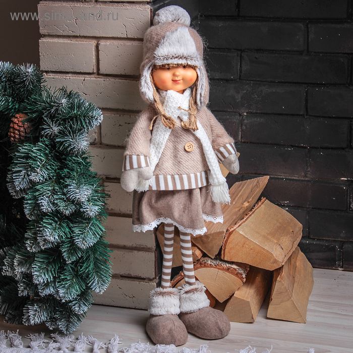 цена Кукла интерьерная Маруся в шапочке-ушанке 52 см