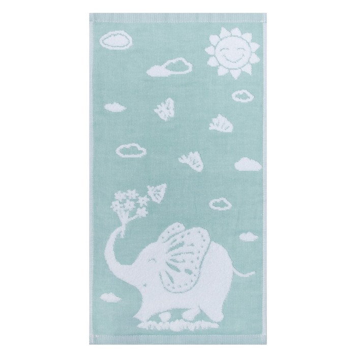 Полотенце двухстороннее "Этель" Слоник зелёный 25*50 см, 380 г/м2, 100% хлопок