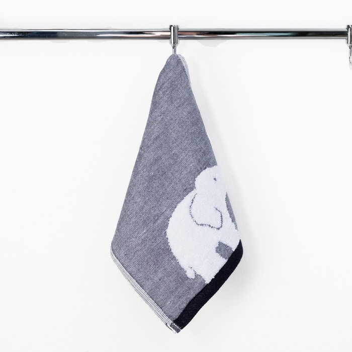 Полотенце двухстороннее "Этель" Слоник синий 25*50 см, 380 г/м2, 100% хлопок