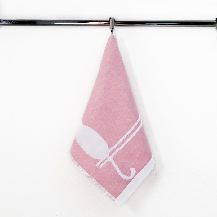 Полотенце двухстороннее "Этель" Кошка розовый 25*50 см, 380 г/м2, 100% хлопок