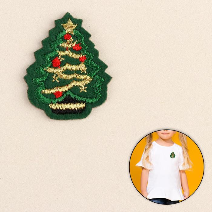 Термоаппликация "Ёлка", 3,5*2,5см, цвет зелёный