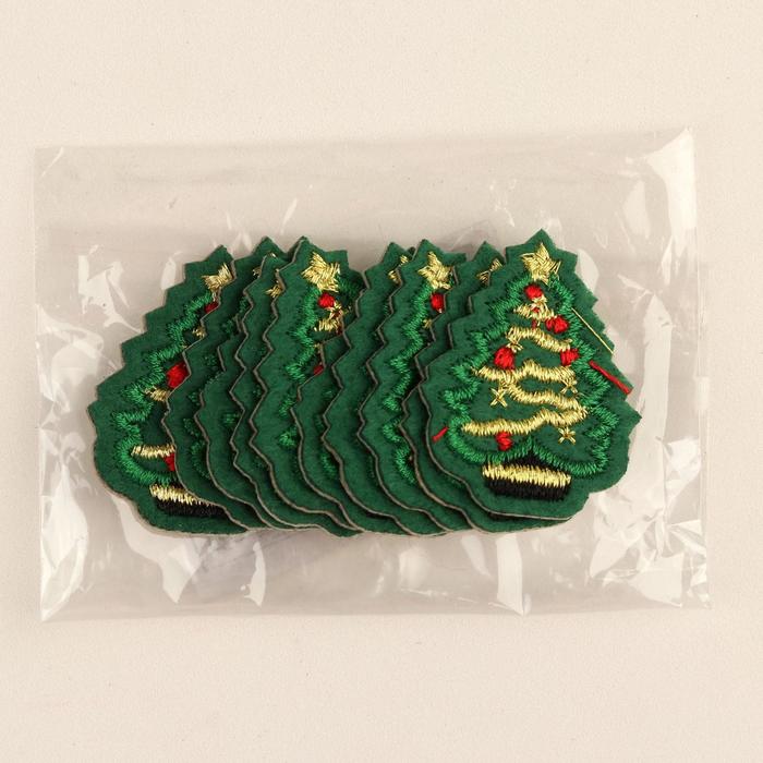 Термоаппликация "Ёлка", 3,5*2,5см, цвет зелёный