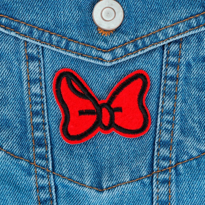 Термоаппликация "Бантик", 5,5*3,5см, цвет красный