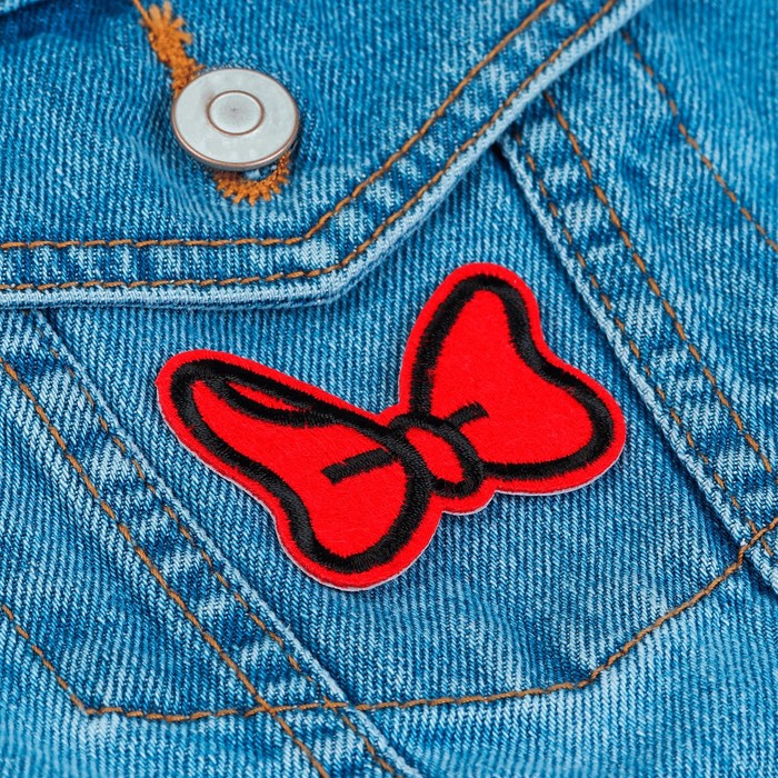 Термоаппликация "Бантик", 5,5*3,5см, цвет красный