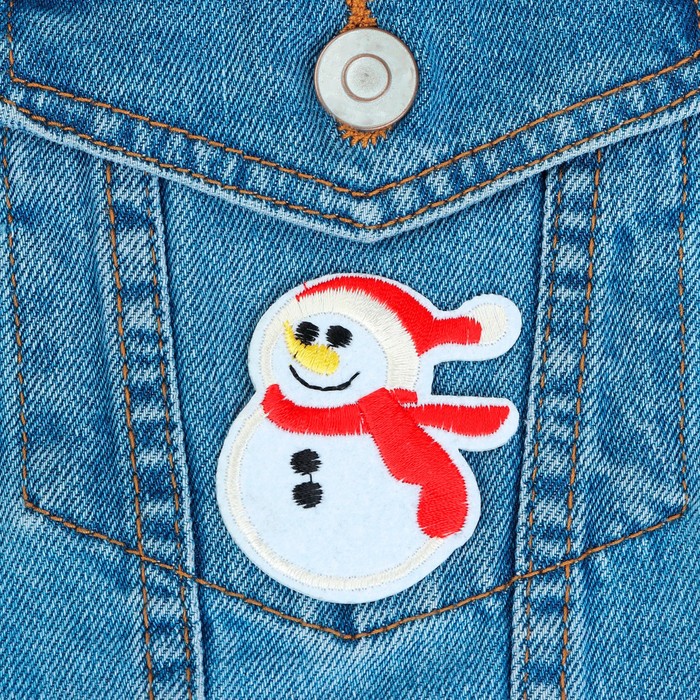 Термоаппликация "Снеговик", 6,5см, цвет белый