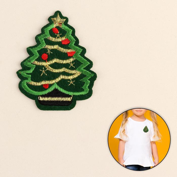 Термоаппликация "Ёлка", 7,5*5,5см, цвет зелёный