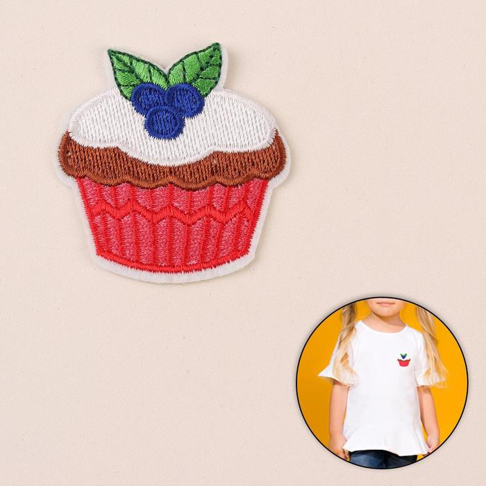 Термоаппликация "Пироженка", 5,5*5,5см, цвет розовый