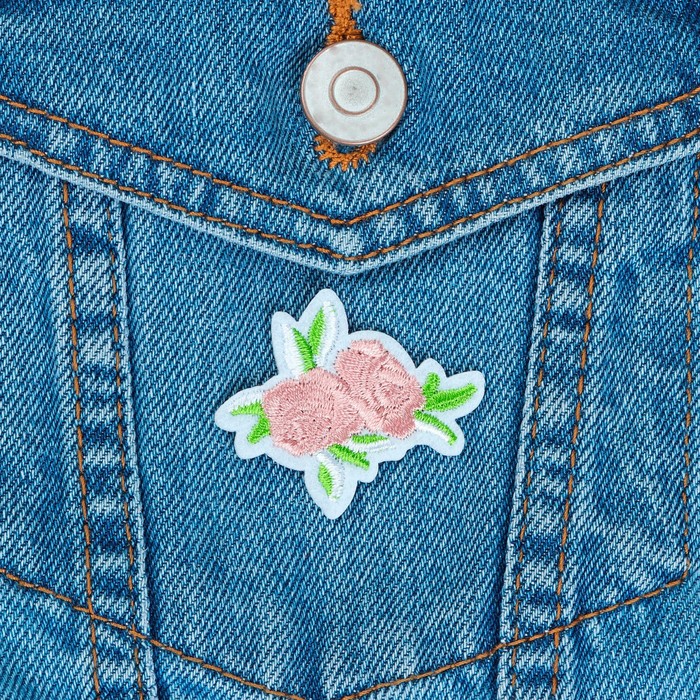 Термоаппликация "Роза", 3,5*4,5см, цвет розовый