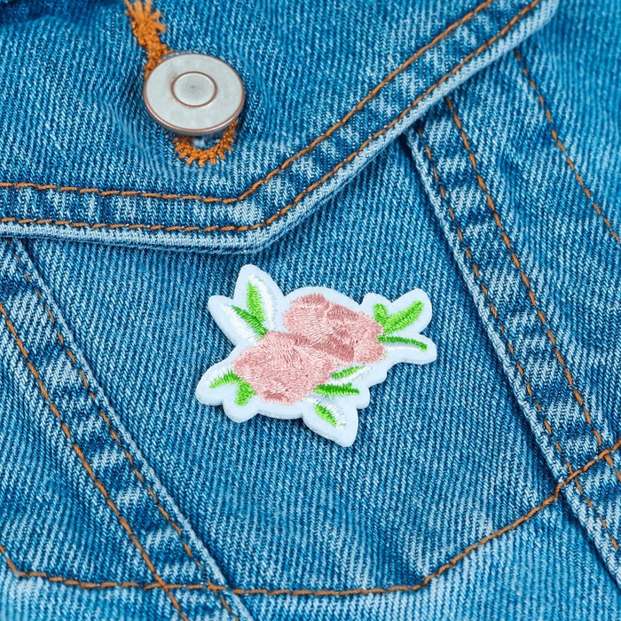 Термоаппликация "Роза", 3,5*4,5см, цвет розовый