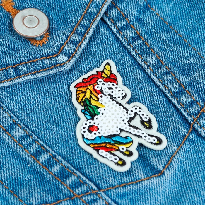 Термоаппликация "Единорог", с пайетками, 6,5*4см