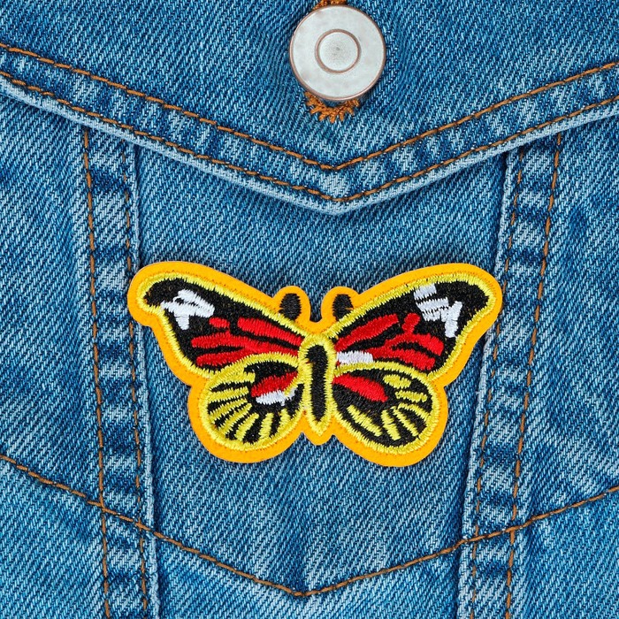 Термоаппликация "Бабочка", 6,5*3см, цвет жёлтый