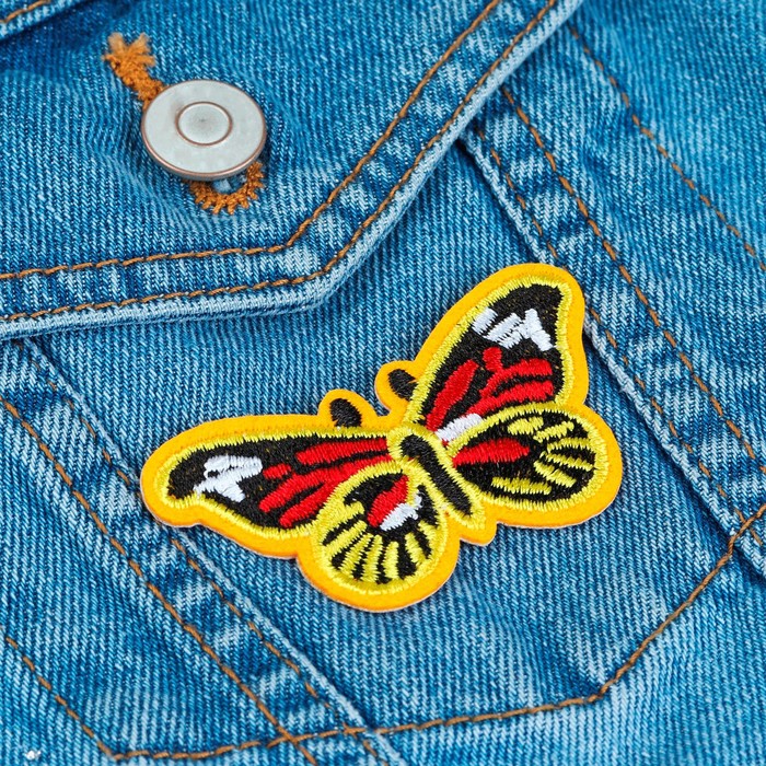 Термоаппликация "Бабочка", 6,5*3см, цвет жёлтый