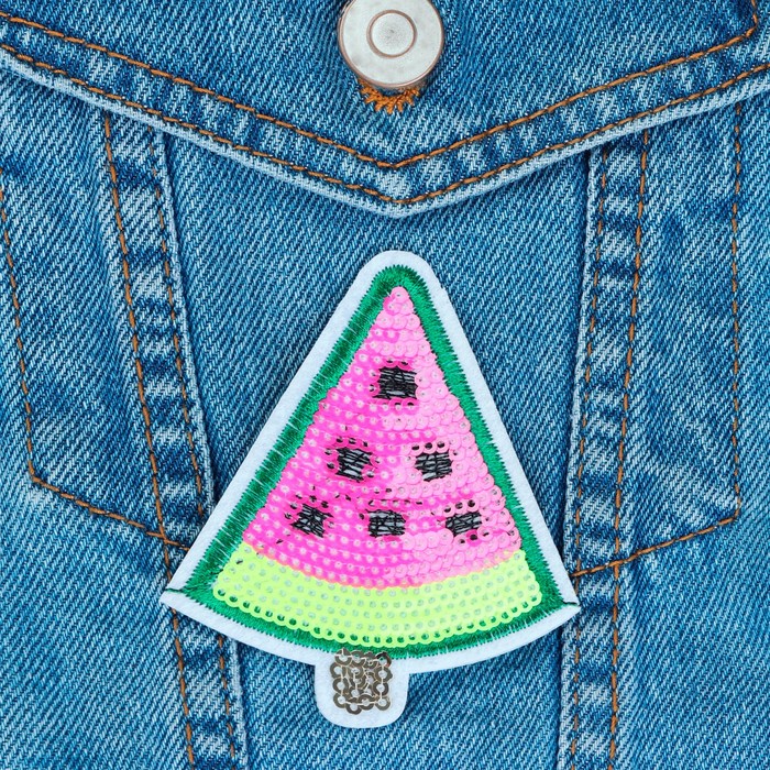 Термоаппликация "Арбуз", с пайетками, 8,5*7см, цвет розовый