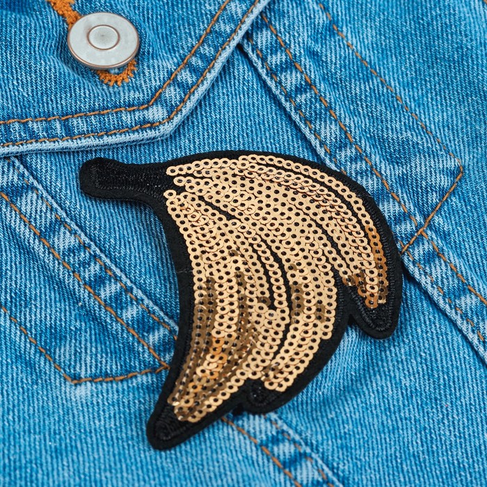 Термоаппликация "Бананы", с пайетками, 8*8,5см, цвет золотой