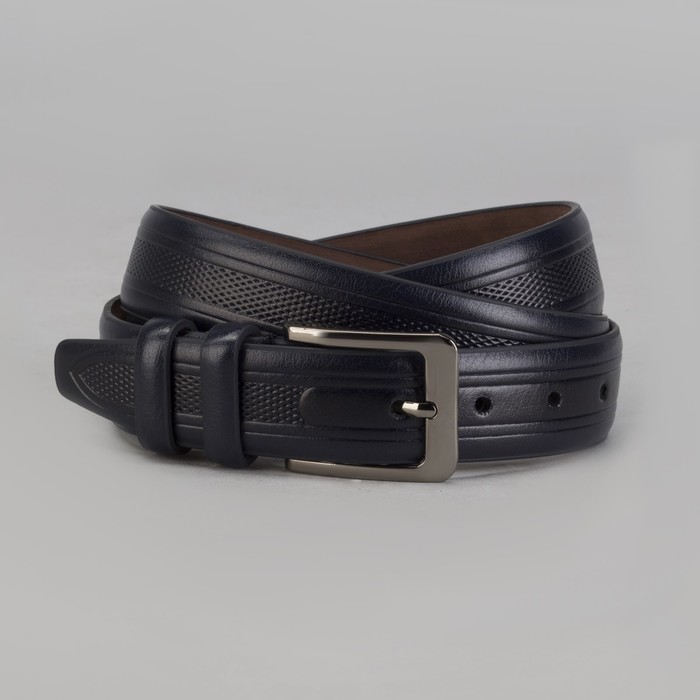 Ремень мужской Великан, пряжка тёмный металл, ширина - 3,5 см, цвет синий