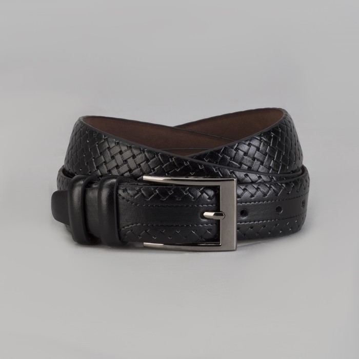 Ремень мужской Великан, пряжка тёмный металл, ширина - 3,5 см, цвет чёрный