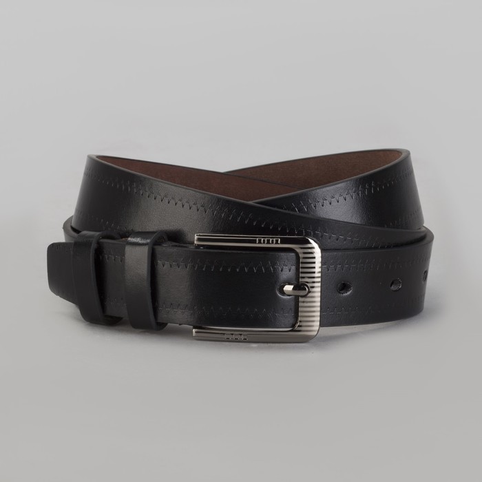 Ремень мужской Великан, пряжка металл, ширина - 3,5 см, цвет чёрный