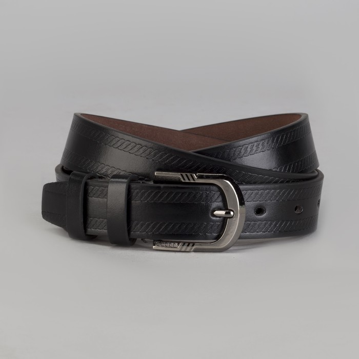 Ремень мужской Великан, пряжка металл, ширина - 3,5 см, цвет чёрный