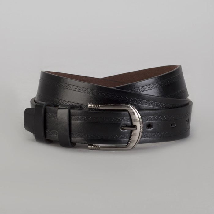 Ремень мужской Великан, пряжка металл, ширина - 3,5 см, цвет чёрный