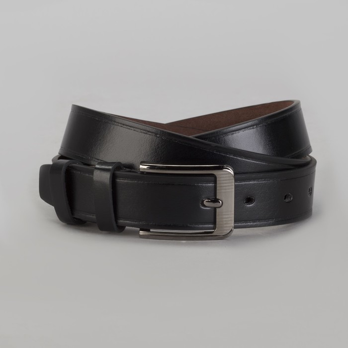 Ремень мужской Великан, пряжка металл, ширина - 3,5 см, цвет чёрный