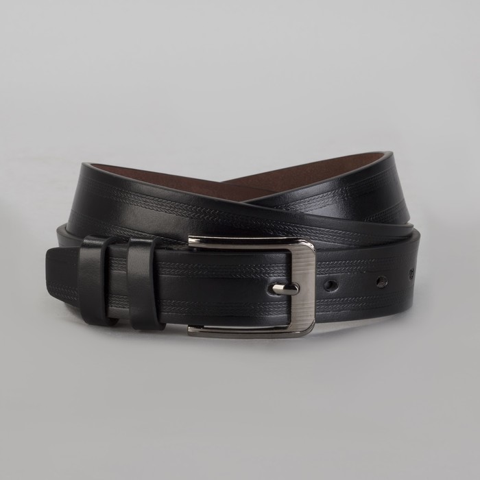 Ремень мужской Великан, пряжка металл, ширина - 3,5 см, цвет чёрный