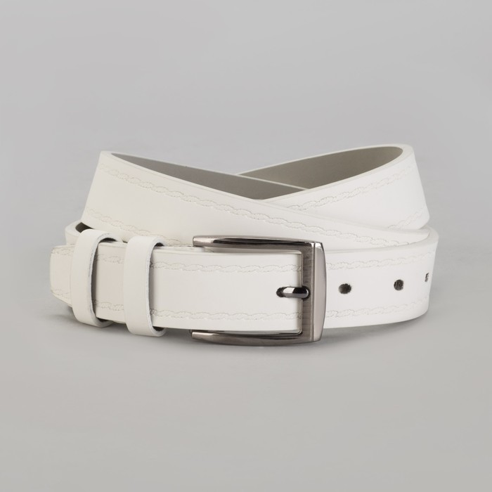 Ремень мужской Великан, пряжка металл, ширина - 3,5 см, цвет белый