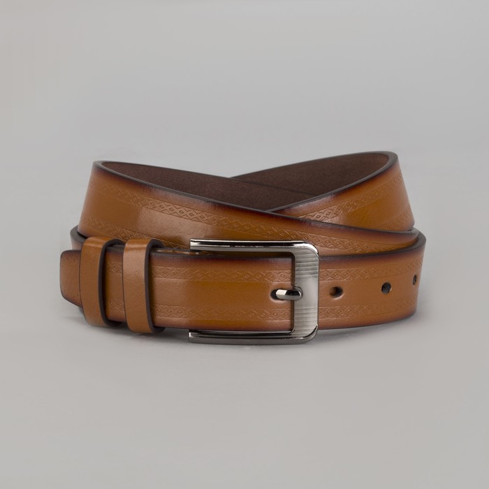 Ремень мужской Великан, пряжка металл, ширина - 3,5 см, цвет рыжий