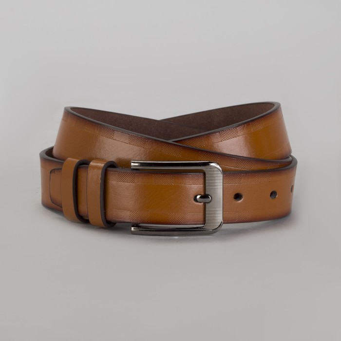 Ремень мужской Великан, пряжка металл, ширина - 3,5 см, цвет рыжий