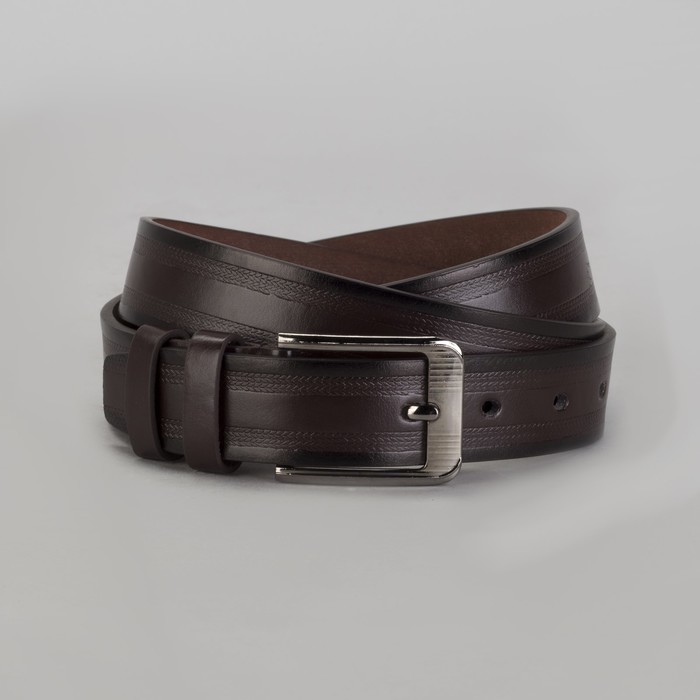 Ремень мужской Великан, пряжка металл, ширина - 3,5 см, цвет кофе