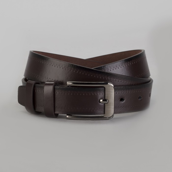 Ремень мужской Великан, пряжка металл, ширина - 3,5 см, цвет кофе
