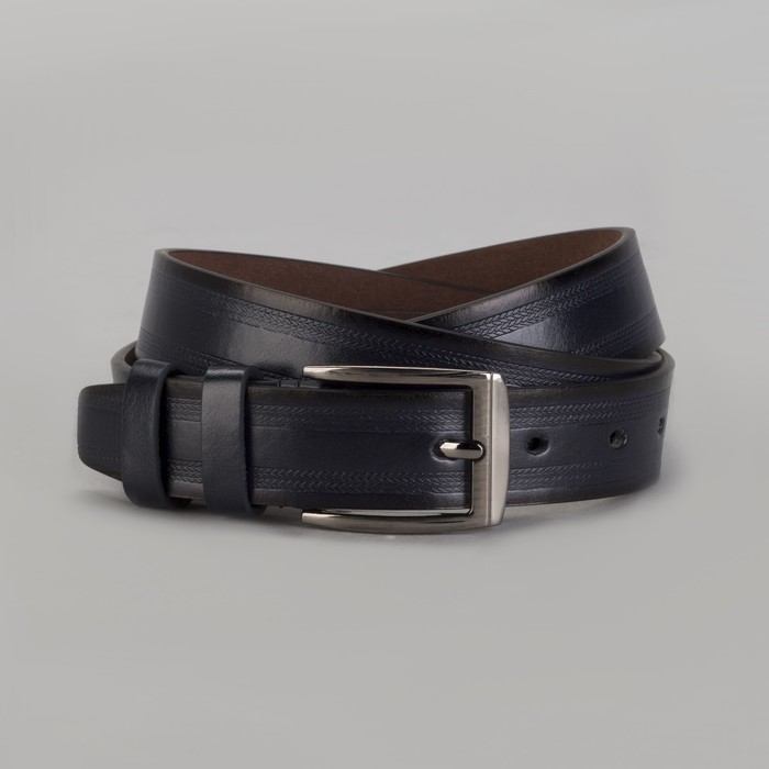 Ремень мужской Великан, пряжка металл, ширина - 3,5 см, цвет синий