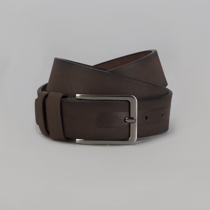 Ремень мужской, винт, пряжка металл, ширина - 4 см, цвет кофе