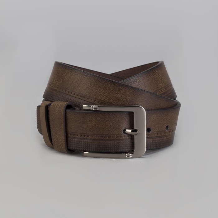 Ремень мужской, винт, пряжка металл, ширина - 4 см, цвет коричневый