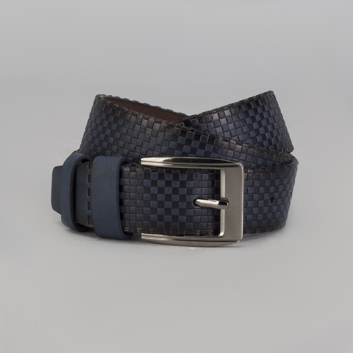 Ремень мужской, винт, пряжка металл, ширина - 4 см, цвет синий