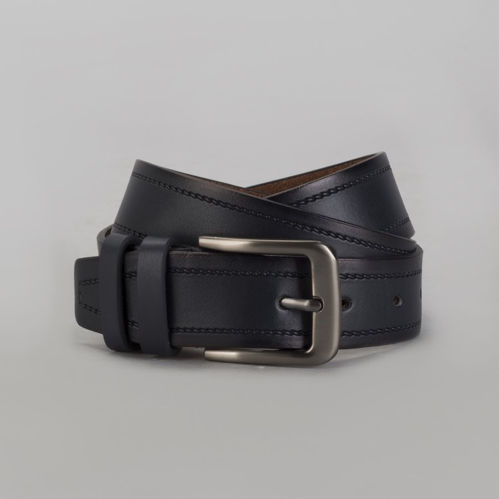 Ремень мужской, винт, пряжка тёмный металл, ширина - 4 см, цвет синий